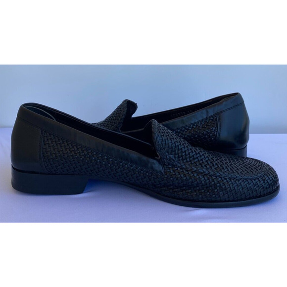 Bragano Cole Haan Shoes Mens 10M Black Leather Loafers Woven Classic main image 9